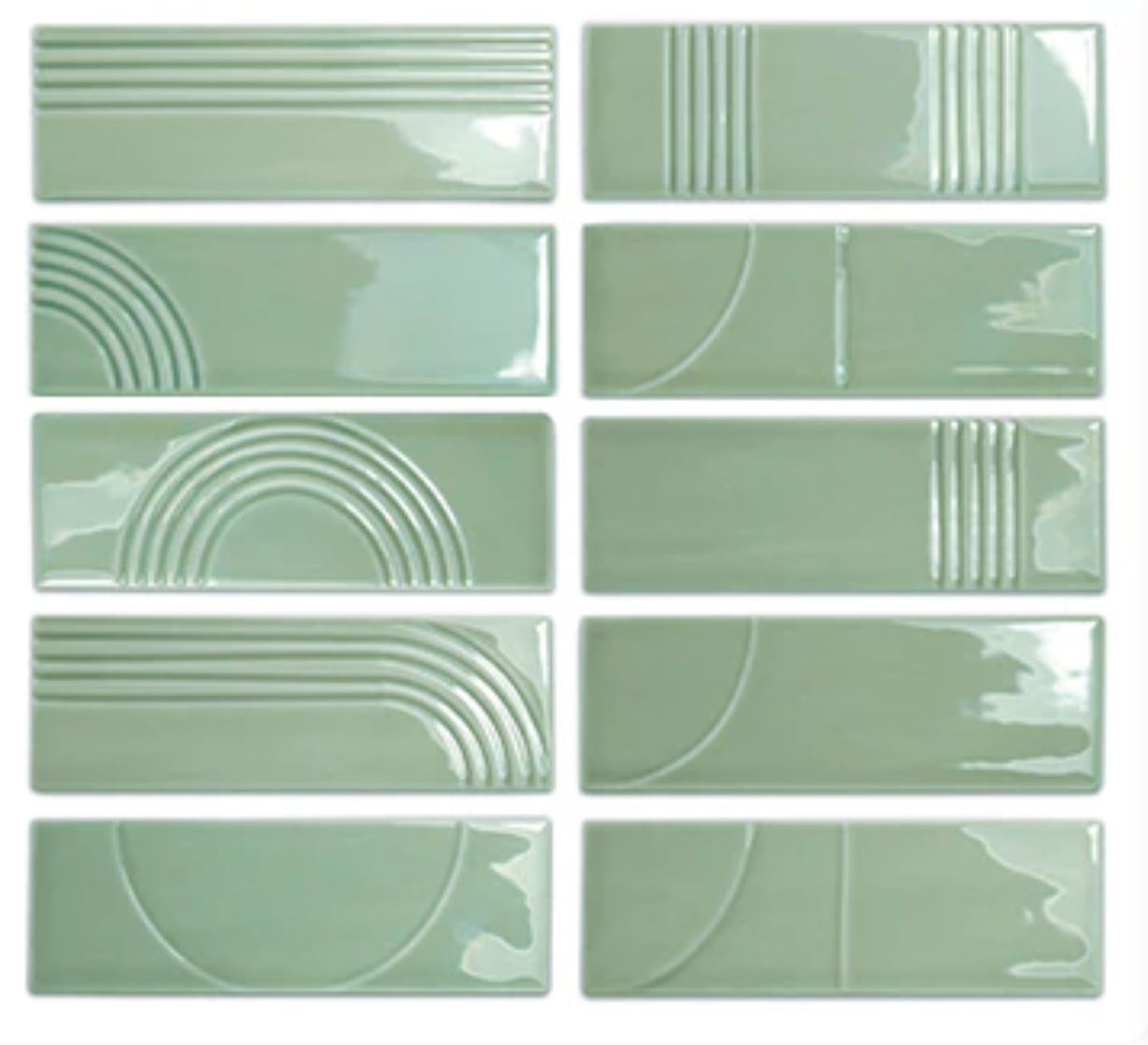 Mint Green Subway Tile Geometric Texture - 2 x 6