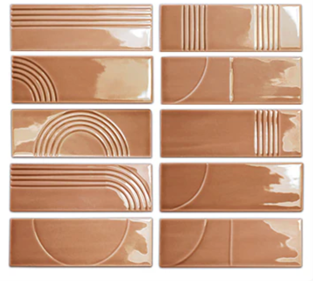 Coral Subway Tile Geometric Texture - 2 x 6